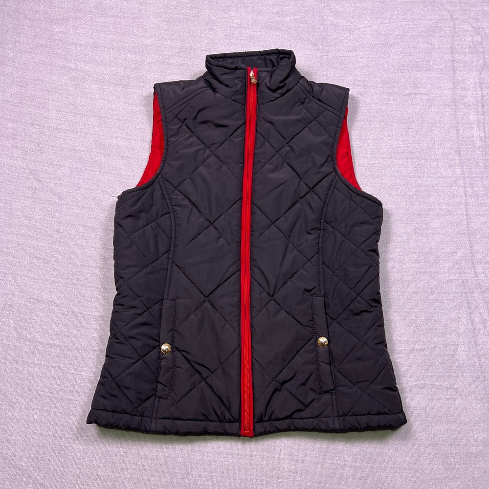 Lauren Ralph Lauren Quilted Vest Womens XS Black Red Zip Up Puffer‎ Gilet